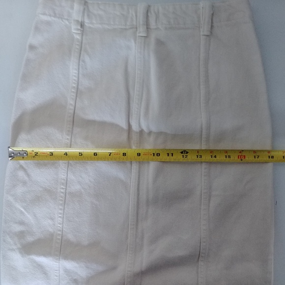 Zara Long Cream Off White Denim Skirt Front Slit Midi Maxi 100% Cotton S… - Picture 14 of 14